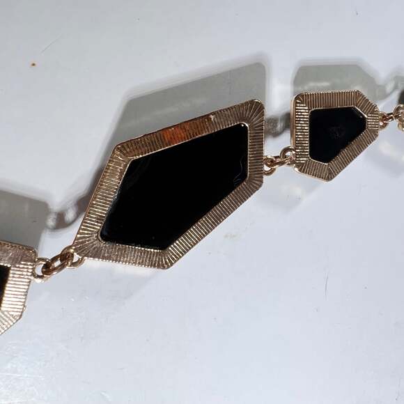 New York and Company Black and Gold Tone Necklace 32” Statement Dramatic - Picture 8 of 13